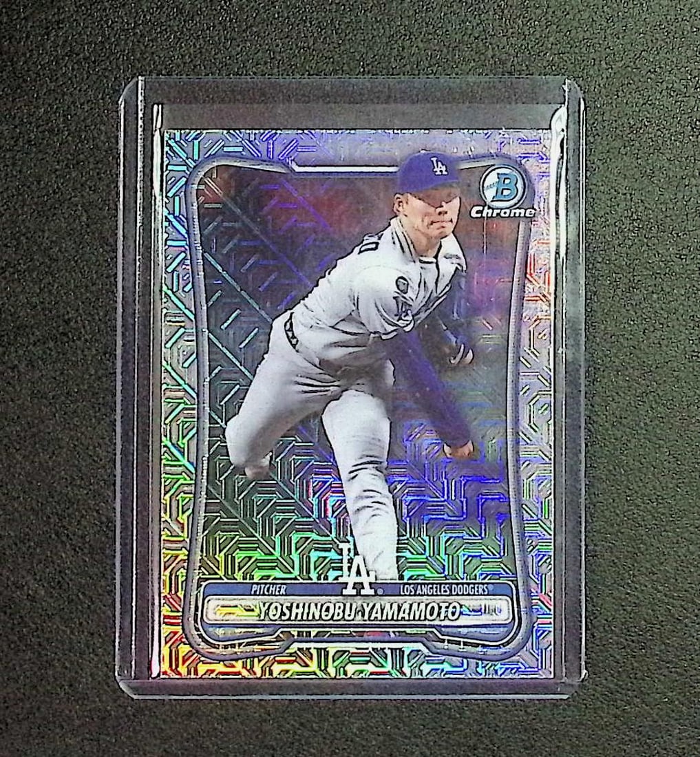 Yoshinobu Yamamoto Mojo Refractor 2026 Bowman Chrome #2: Topps, Bowman, & Fanatics Baseball MLB Trading & Sports Cards, Sports Cards for Sale Near Me, World Series & Hall of Fame Players Memorabilia, Refractors, X-Fractors, Numbered, SP, SSP, Valuable Aucti
