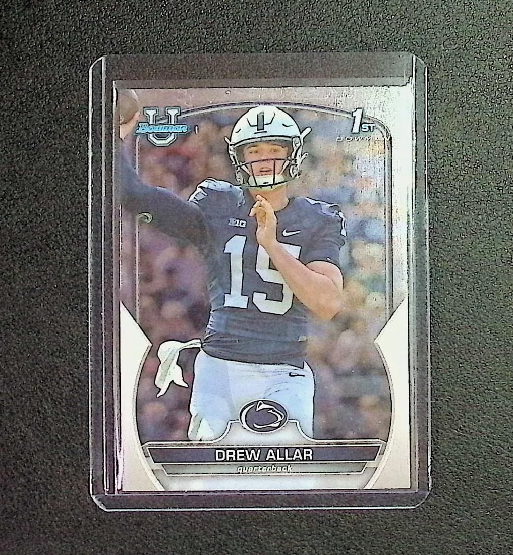 Drew Allar 1st Bowman 2022 U-Bowman Chrome #59: Topps & Bowman Football NFL Trading Sports Cards, Sports Cards for Sale Near Me, Super Bowl & Hall of Fame Player Cards, Resurgence, Composite, SP, SSP, Valuable Auction Memorabilia Lots For Sale On L