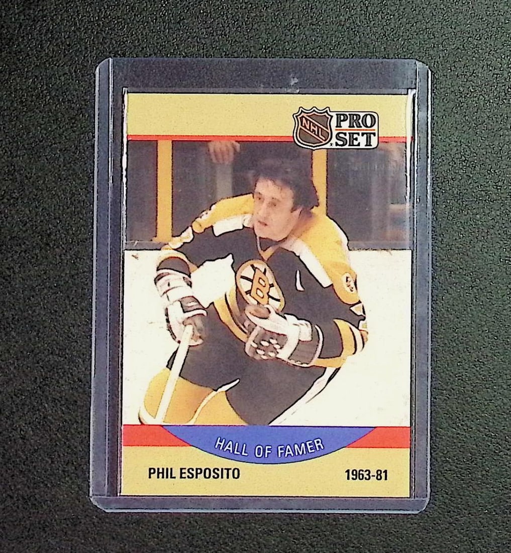 Phil Esposito Hall Of Famer 1990 NHL Pro Set #403: Pro Set Vintage NHL Hockey Trading & Sports Cards, Old Sports Cards for Sale Near Me, Stanley Cup & Hall of Fame Players, Valuable Auction Memorabilia Lots for Sale On Line