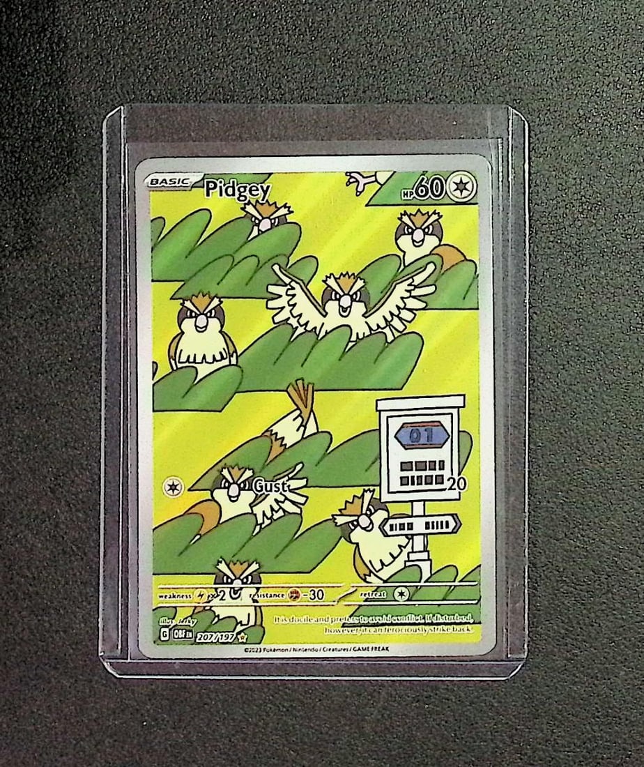 Pokemon Pidgey IR 2023 Obsidian Flames #207/197: Pokemon Trading Card Game Cards, Charizard, Pikachu, Mewtwo, Reverse Holo, Holo Rare, Secret Rare Cards, Full Art Cards, Eevee, Ultra Rare Card, Illustration Rare, Special Illustration Rare SIR