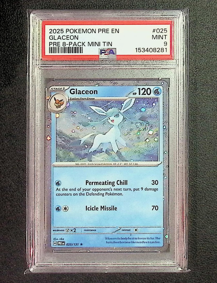 Pokemon Glaceon Holo Rare PSA MINT 9 2025 Prismatic Evolutions #025/131 (1 of 2)