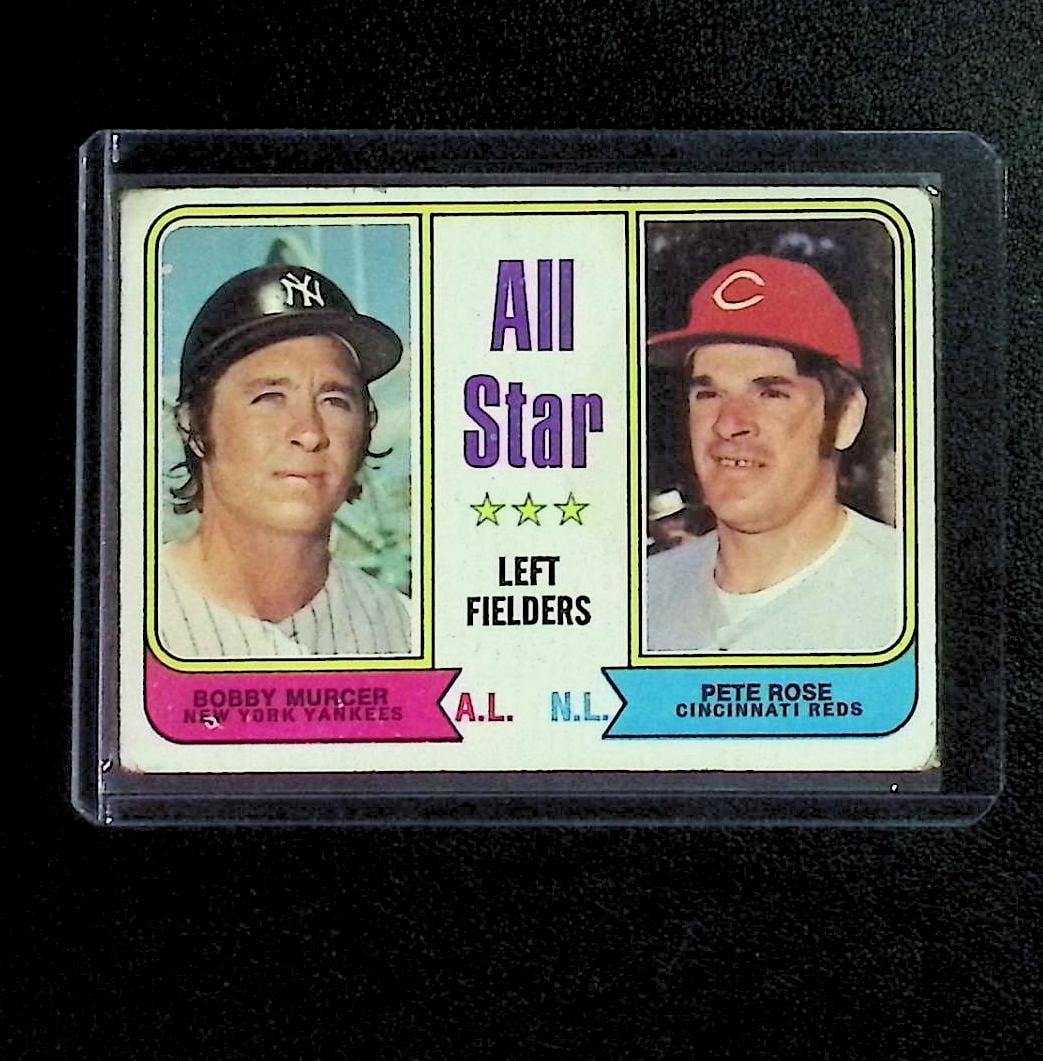 All Star Left Fielders Bobby Murcer & Pete Rose 1974 Topps #336: Topps, Bowman, & Fanatics Baseball MLB Trading & Sports Cards, Sports Cards for Sale Near Me, World Series & Hall of Fame Players Memorabilia, Refractors, X-Fractors, Numbered, SP, SSP, Valuable Aucti