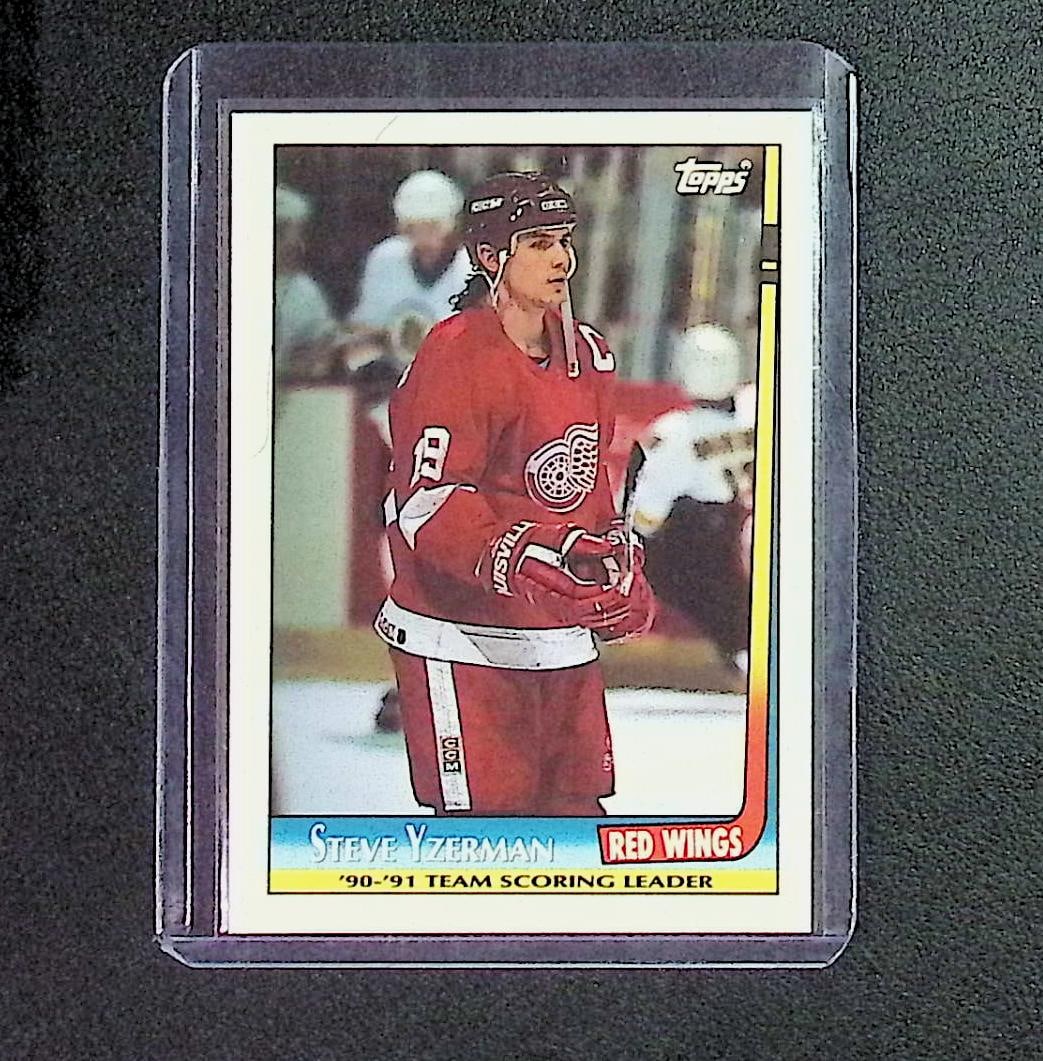 Steve Yzerman Team Scoring Leader 1991 Topps #3: Topps Vintage NHL Hockey Trading & Sports Cards, Old Sports Cards for Sale Near Me, Stanley Cup & Hall of Fame Players, Valuable Auction Memorabilia Lots for Sale On Line