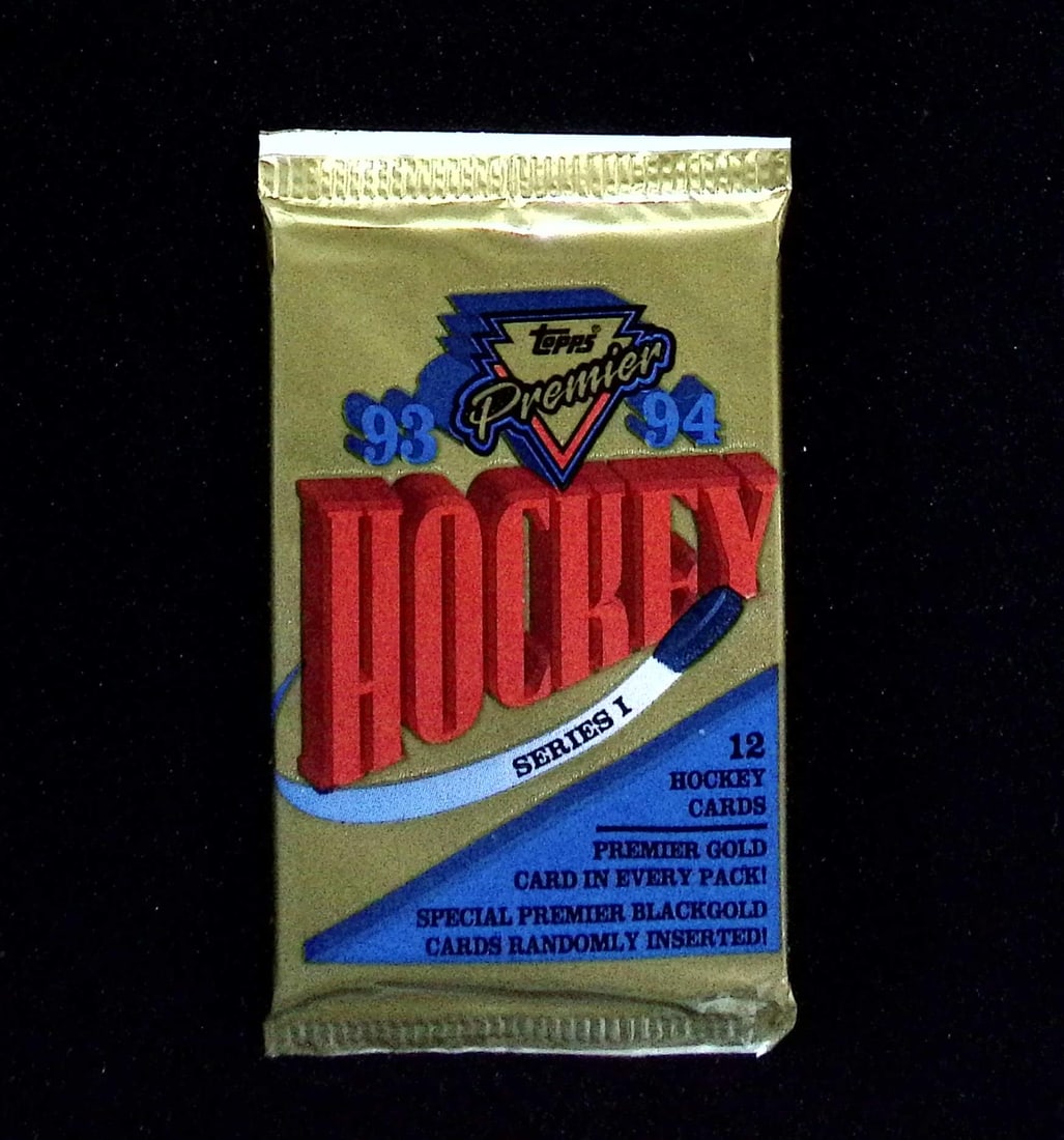 1993 Topps Series 1 Premier Hockey Cards Retail Box Wax Pack NHL Trading Cards: Topps Vintage Hockey NHL Trading & Sports Cards, Brett Hull, Ray Bourque, Patrick Roy, Mario Lemieux, Wayne Gretzky, Old Sports Cards for Sale Near Me, Stanley Cup & Hall of Fame Players, Valuable Auc