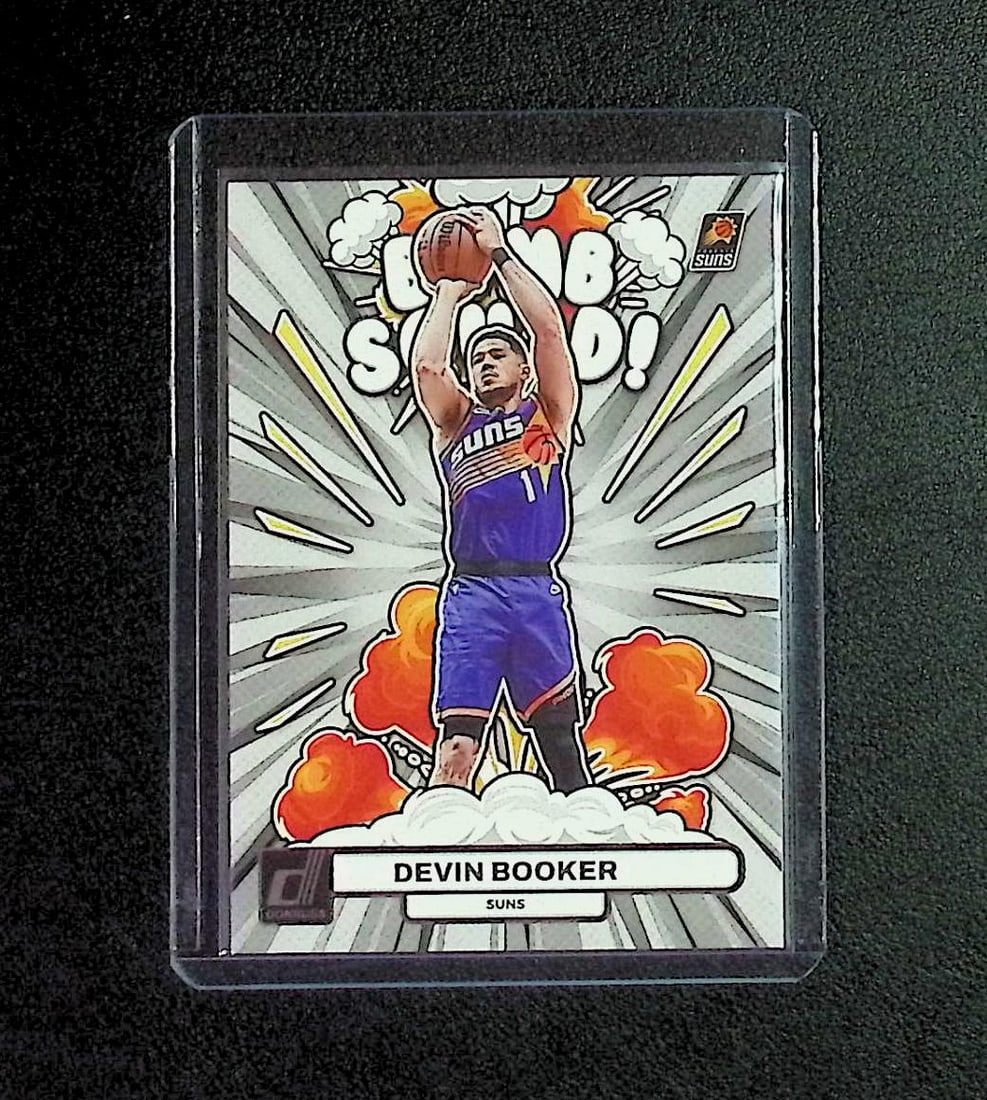 Devin Booker Bomb Squad 2024 Donruss #5: Panini, Donruss Optic, Donruss Select, Prizm, Mosaic, Contenders, Revolution, Phoenix, NBA Hoops, Rookie NFL Sports Trading Cards, Silver, SP, SSP, Wave Prizms, Numbered Cards, Basketball sports Cards