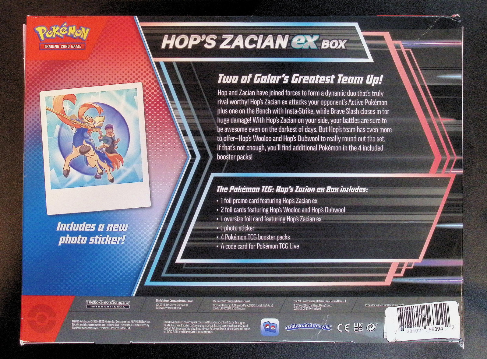 Pokemon Hop's Zacian ex Box - 4 Booster Packs, 1 Foil Promo Hop, Box Imperfections - 2
