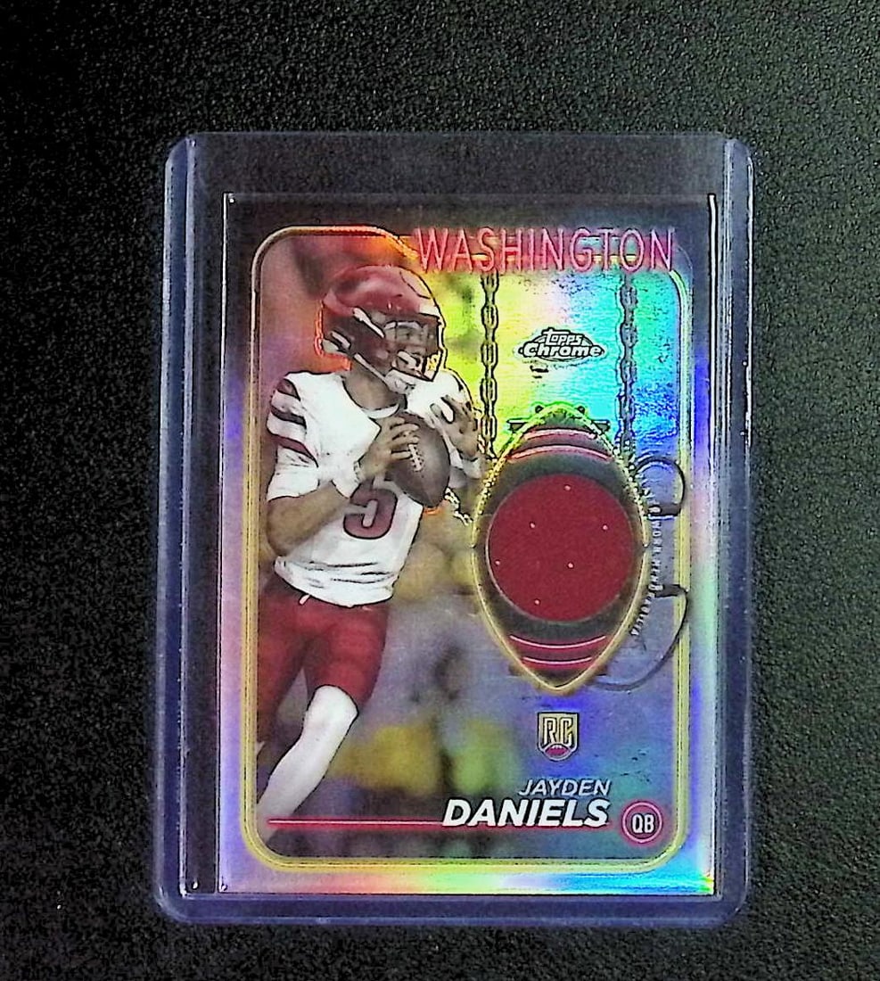 Jayden Daniels Chrome Rookie Relic Refractor Game Worn Jersey 2024 Topps #CRR-JD: Topps & Bowman Football NFL Trading Sports Cards, Sports Cards for Sale Near Me, Super Bowl & Hall of Fame Player Cards, Resurgence, Composite, SP, SSP, Valuable Auction Memorabilia Lots For Sale On L