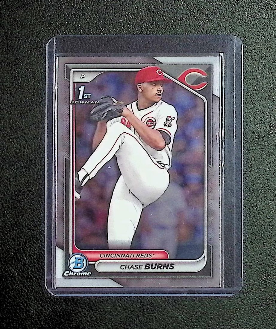 Chase Burns 1st Bowman 2024 Bowman Chrome #BDC-55: Topps, Bowman, & Fanatics Baseball MLB Trading & Sports Cards, Sports Cards for Sale Near Me, World Series & Hall of Fame Players Memorabilia, Refractors, X-Fractors, Numbered, SP, SSP, Valuable Aucti