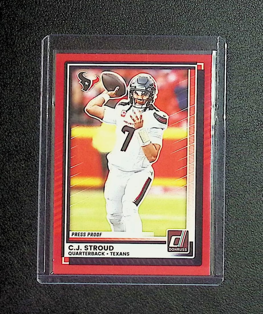 C.J. Stroud Press Proof Red Color Match Press Proof 2025 Donruss #237: Panini, Donruss Optic, & Donruss Select, Prizm, Mosaic, Contenders, Zenith, Phoenix, Illusions, Absolute, Rookie NFL Sports Trading Cards, SP, SSP, Cards, Football Cards for Sale Near Me, Superbowl & 