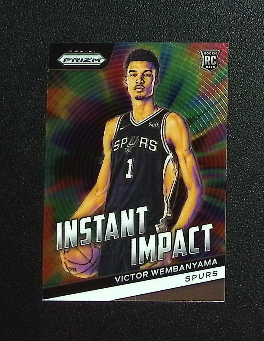 Victor Wembanyama Rookie Card Instant Impact 2023-24 Panini Prizm #3 Spurs: Panini, Donruss Optic, Donruss Select, Prizm, Mosaic, Contenders, Revolution, Phoenix, NBA Hoops, Rookie NFL Sports Trading Cards, Silver, SP, SSP, Wave Prizms, Numbered Cards, Basketball sports Cards