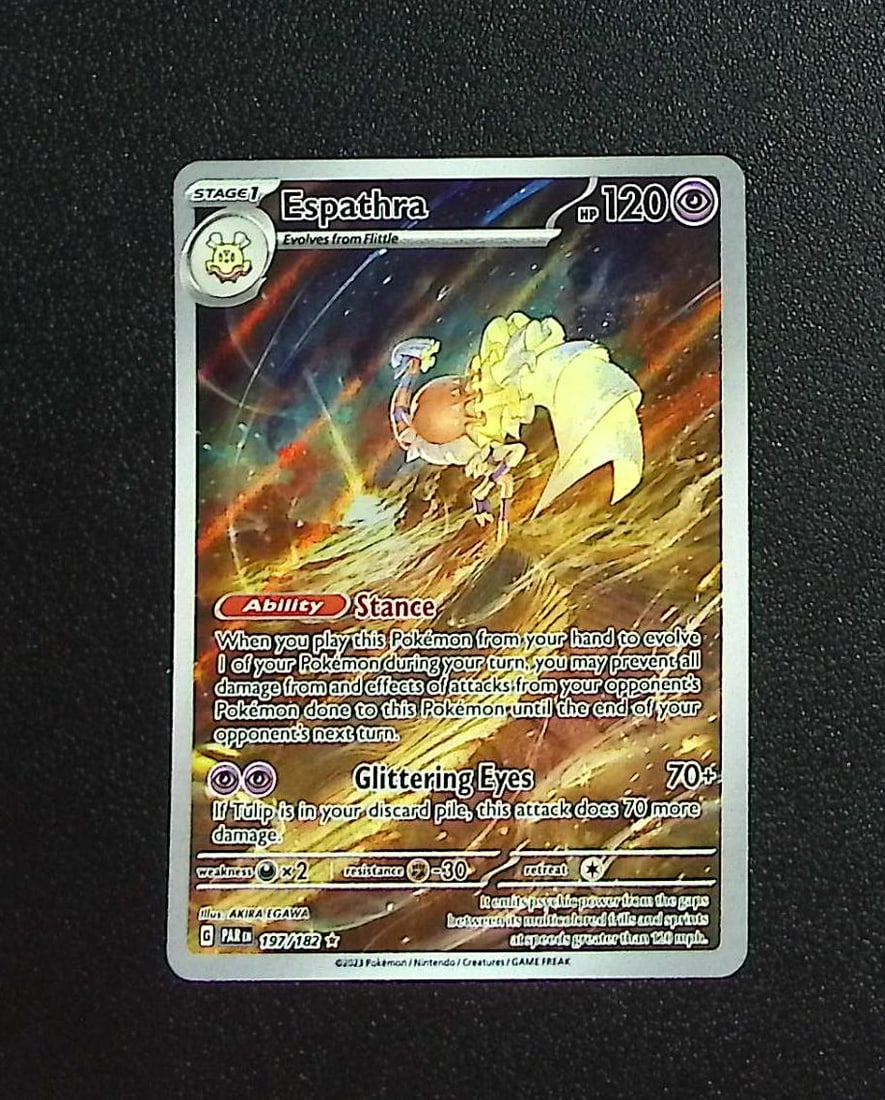 Pokemon Paradox Rift Espathra Illustration Rare #197: Pokemon Trading Card Game Cards, Charizard, Pikachu, Mewtwo, Reverse Holo, Holo Rare, Secret Rare Cards, Full Art Cards, Eevee, Ultra Rare Card, Illustration Rare, Special Illustration Rare SIR