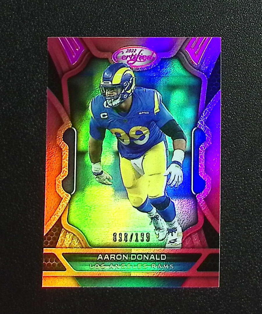 Aaron Donald Pink Mirror /199 2022 Panini Certified #56 Los Angeles Rams: Panini, Donruss Optic, & Donruss Select, Prizm, Mosaic, Contenders, Zenith, Phoenix, Illusions, Absolute, Rookie NFL Sports Trading Cards, SP, SSP, Cards, Football Cards for Sale Near Me, Superbowl & 