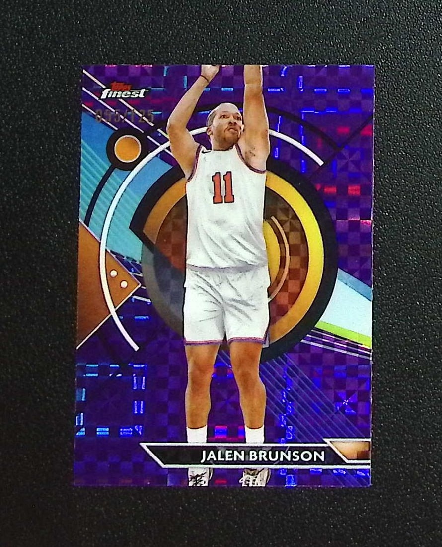 Jalen Brunson Purple Checkerboard Refractor /125 2023-24 Topps Finest #32 Knicks: Topps & Bowman Basketball NBA Trading & Sports Cards, Sports Cards for Sale Near Me, Chrome, Refractor, SP, SSP, Valuable Auction Memorabilia Lots Sold On Line, NBA Championship & Hall of Fame Player 