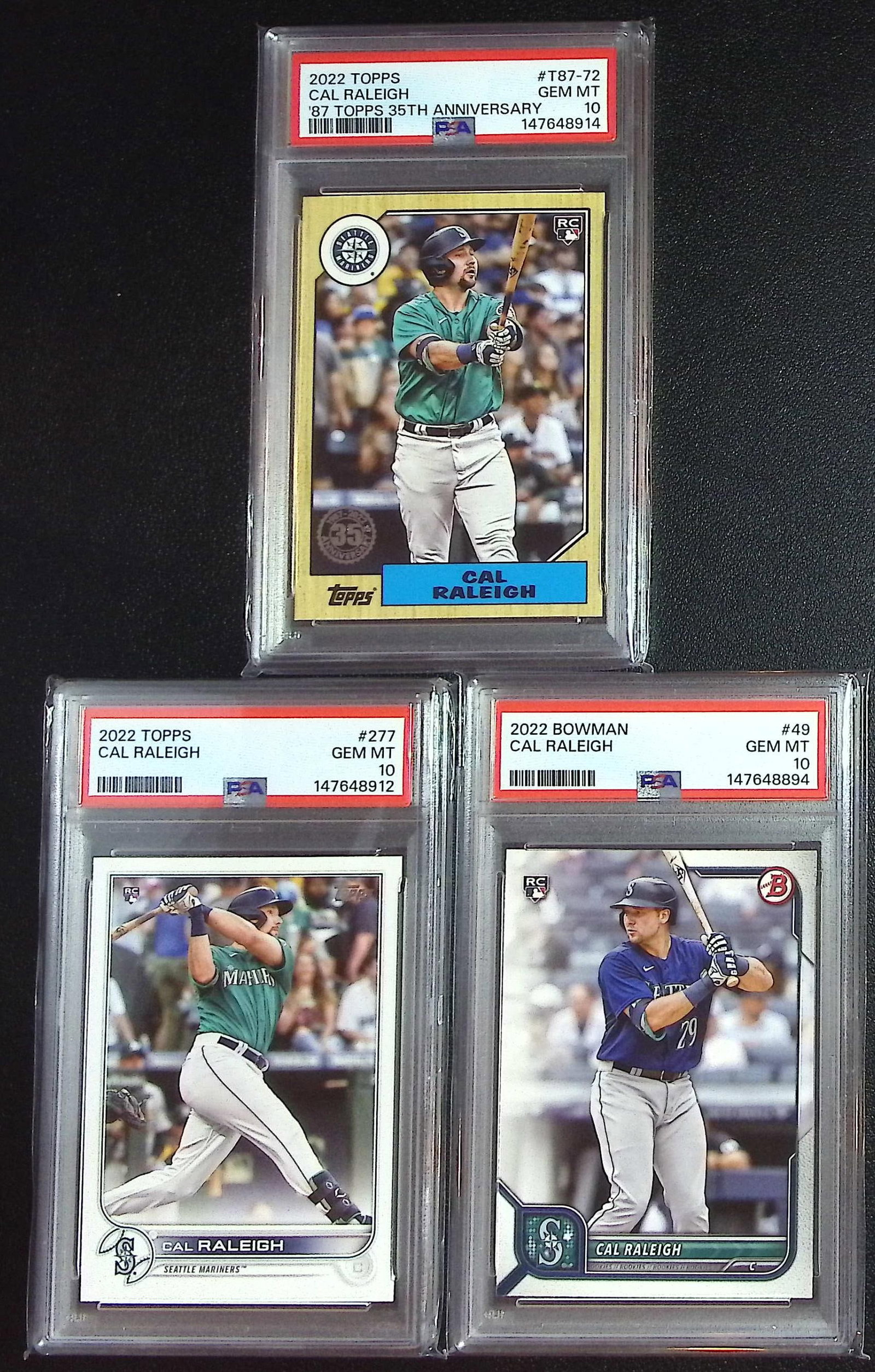 Lot of 3 Cal Raleigh PSA 10 Rookie Cards. All Different, See Pictures. Seattle Mariners (1 of 2)