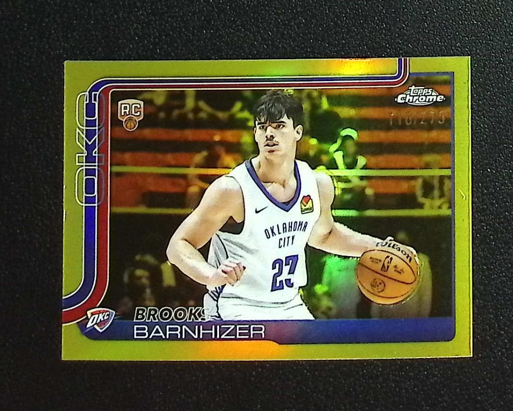 Brooks Barnhizer Rookie Card Yellow Refractor /275 2025-26 Topps Chrome #295: Topps & Bowman Basketball NBA Trading & Sports Cards, Sports Cards for Sale Near Me, Chrome, Refractor, SP, SSP, Valuable Auction Memorabilia Lots Sold On Line, NBA Championship & Hall of Fame Player 