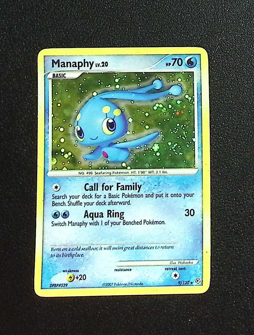 Pokemon Diamond & Pearl Manaphy Holo #9 LP See Pics: Pokemon Trading Card Game Cards, Charizard, Pikachu, Mewtwo, Reverse Holo, Holo Rare, Secret Rare Cards, Full Art Cards, Eevee, Ultra Rare Card, Illustration Rare, Special Illustration Rare SIR