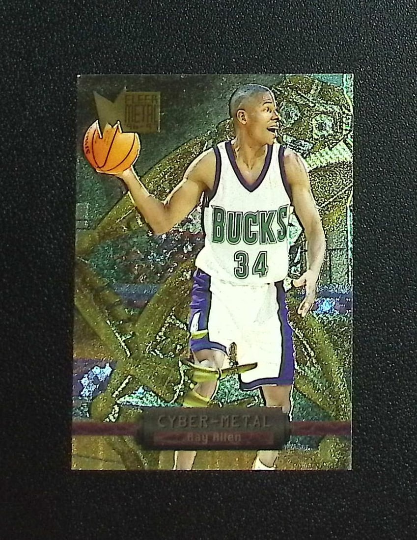 Ray Allen Rookie Card Cyber Metal 1996-97 Fleer Metal #2 Bucks: Fleer Basketball NBA Trading & Sports Cards, NBA Championship & Hall of Fame Player Cards, Valuable Auction Memorabilia Lots Sold On Line, Old Sports Cards for Sale Near Me