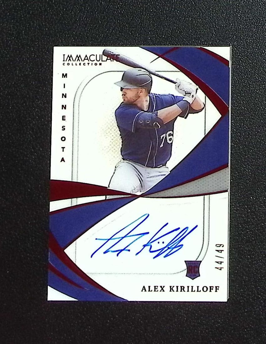 Alex Kirilloff Rookie Auto /49 2021 Immaculate #SS-AK Minnesota Twins: Panini, Donruss, & Donruss Optic Baseball MLB Trading & Sports Cards, Sports Cards for Sale Near Me, Prizm, Mosaic, Select, SP, SSP, Auction Memorabilia Lots for Sale On Line, World Series & Hall of F