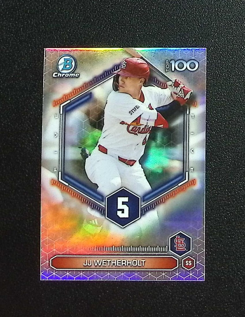 JJ Wetherholt Top 100 Prospects 2026 Bowman Chrome #BTP-5 St. Louis Cardinals