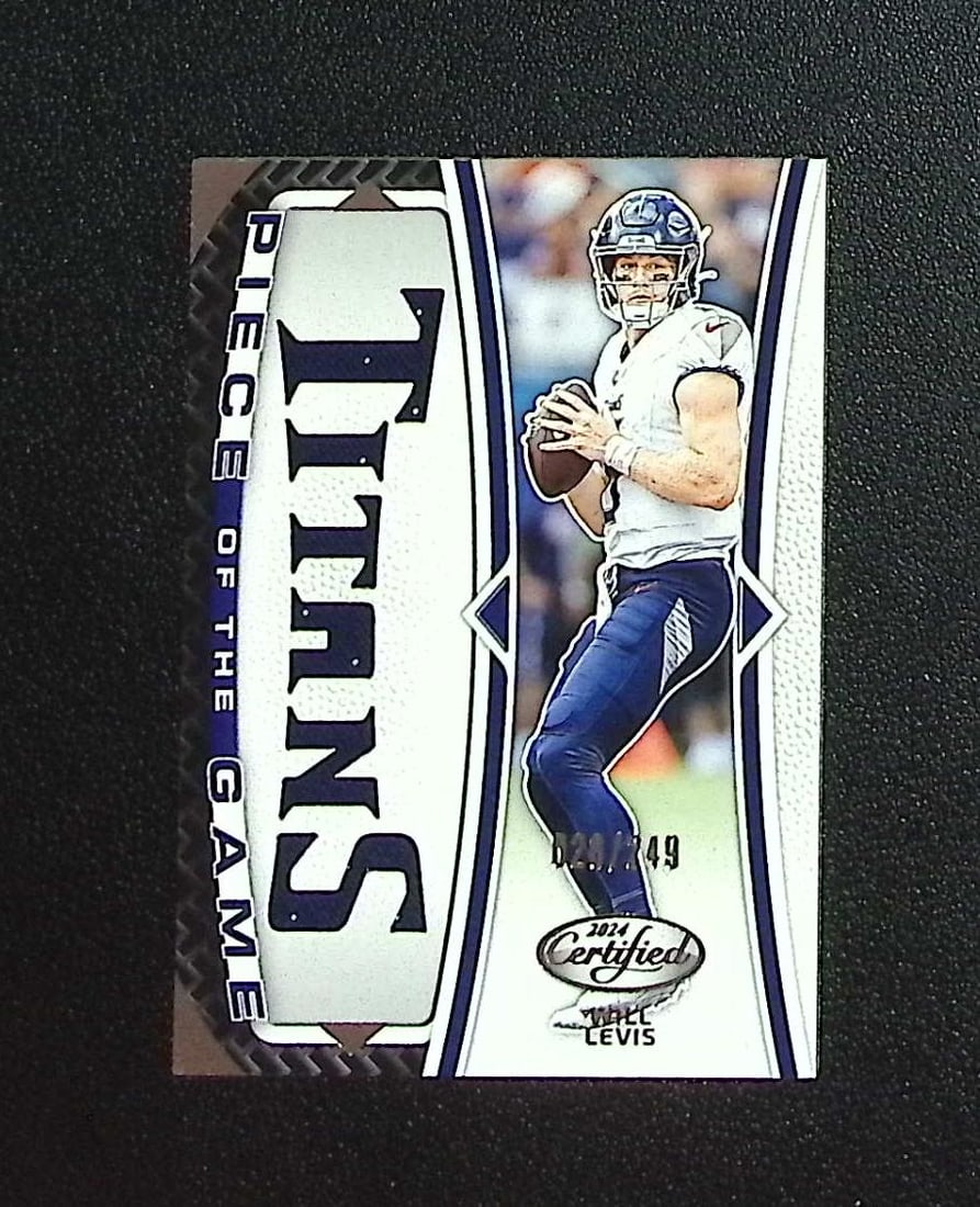 Will Levis Patch /249 2024 Panini Certified #POG-WLS Tennessee Titans: Panini, Donruss Optic, & Donruss Select, Prizm, Mosaic, Contenders, Zenith, Phoenix, Illusions, Absolute, Rookie NFL Sports Trading Cards, SP, SSP, Cards, Football Cards for Sale Near Me, Superbowl & 