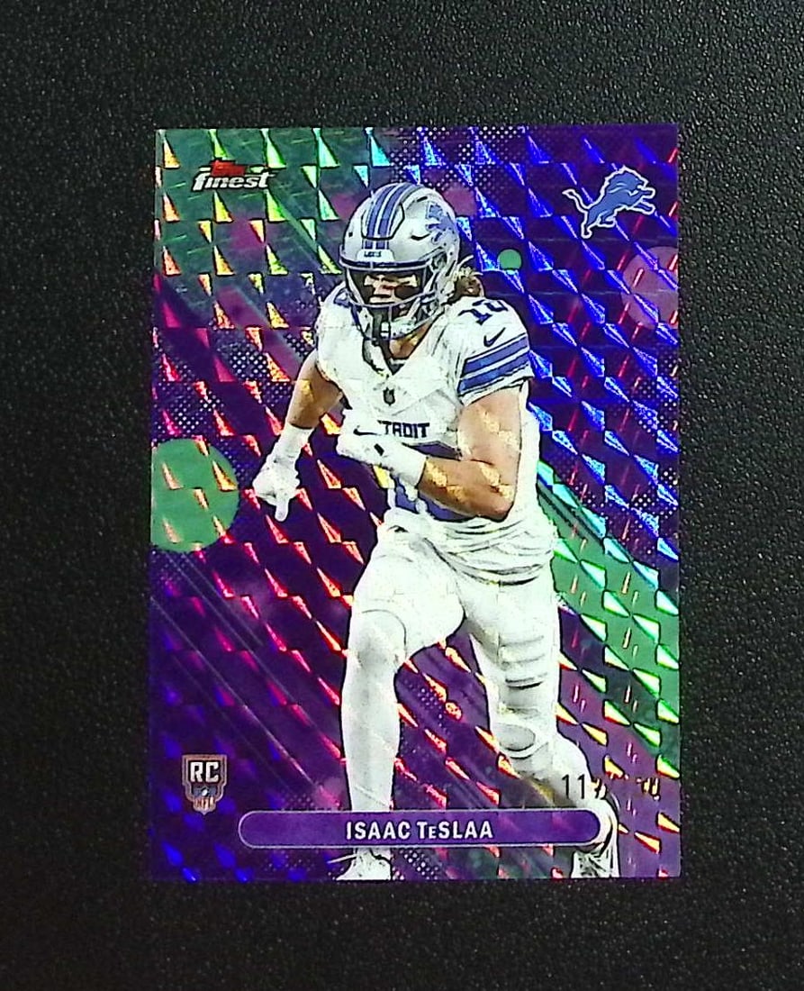 Isaac TeSlaa Rookie Card Purple Geometric /150 2025 Topps Finest #31 Detroit Lions: Topps & Bowman Football NFL Trading Sports Cards, Sports Cards for Sale Near Me, Super Bowl & Hall of Fame Player Cards, Resurgence, Composite, SP, SSP, Valuable Auction Memorabilia Lots For Sale On L