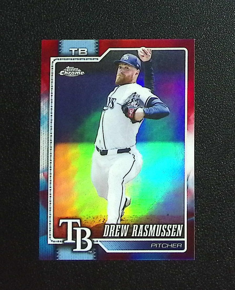 Drew Rasmussen Red White Blue Refractor 2026 Topps Chrome #57 Tampa Bay Rays: Topps, Bowman, & Fanatics Baseball MLB Trading & Sports Cards, Sports Cards for Sale Near Me, World Series & Hall of Fame Players Memorabilia, Refractors, X-Fractors, Numbered, SP, SSP, Valuable Aucti