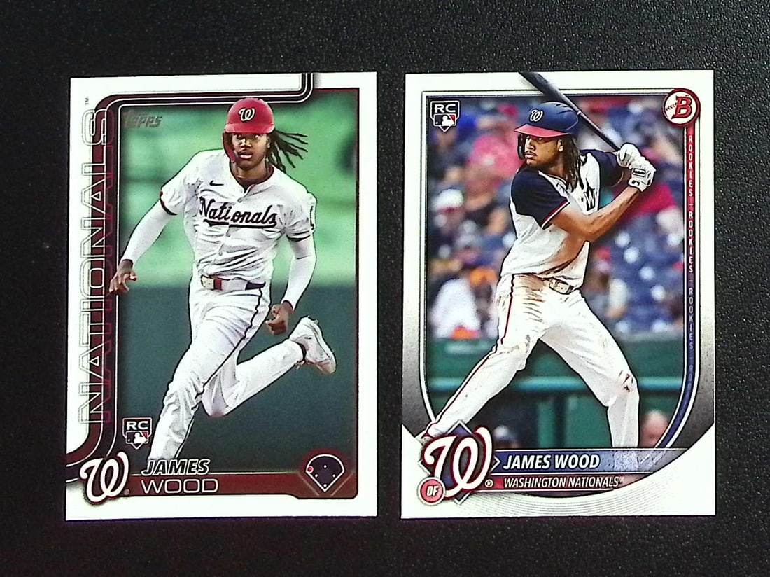 Lot of 2 James Wood Rookie Cards. 2025 Topps #181 & 2025 Bowman #29. Nationals: Topps, Bowman, & Fanatics Baseball MLB Trading & Sports Cards, Sports Cards for Sale Near Me, World Series & Hall of Fame Players Memorabilia, Refractors, X-Fractors, Numbered, SP, SSP, Valuable Aucti