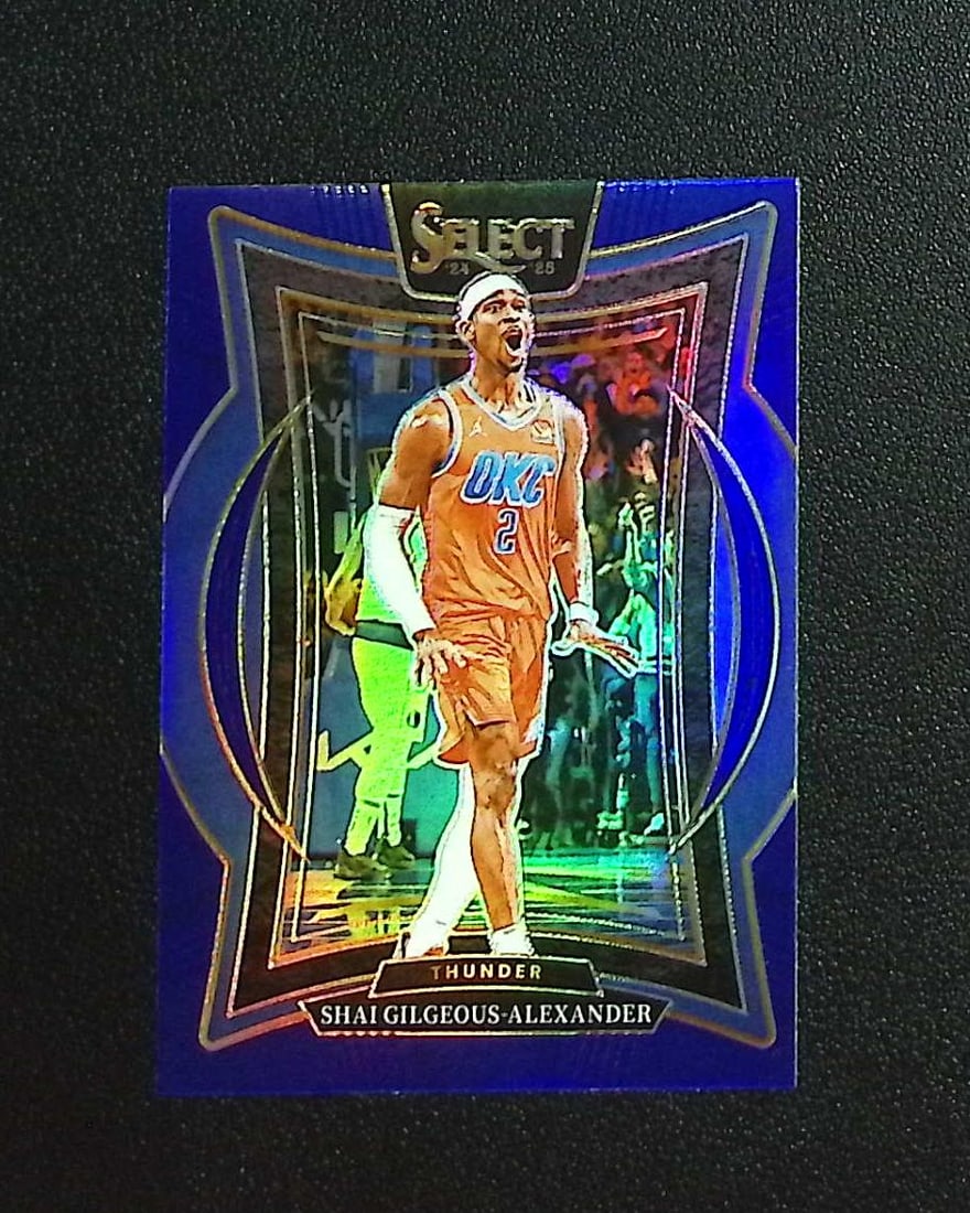 Shai Gilgeous-Alexander Blue Prizm 2024-25 Select #36 Oklahoma City Thunder: Panini, Donruss Optic, Donruss Select, Prizm, Mosaic, Contenders, Revolution, Phoenix, NBA Hoops, Rookie NFL Sports Trading Cards, Silver, SP, SSP, Wave Prizms, Numbered Cards, Basketball sports Cards