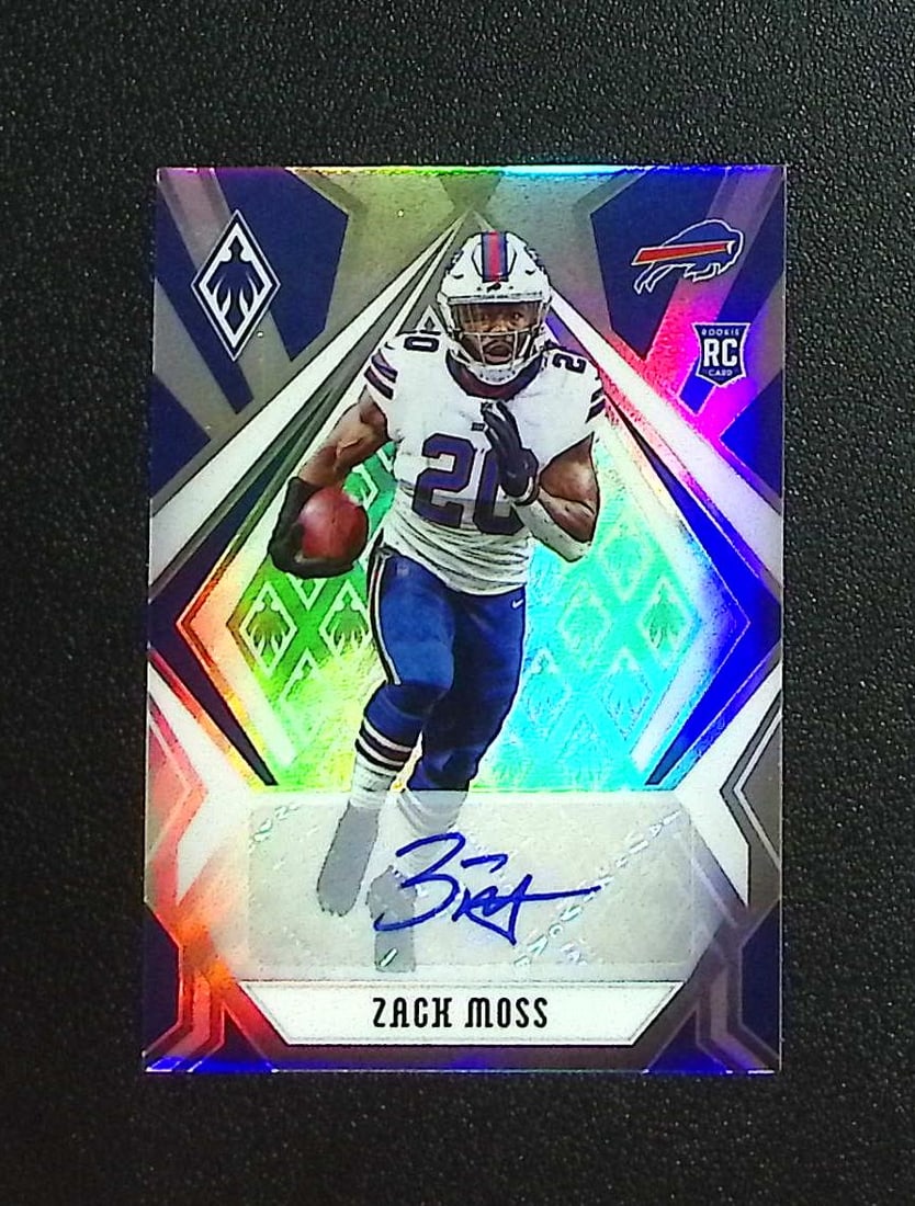 Zack Moss Rookie Auto Silver Prizm 2020 Phoenix #131 Buffalo Bills: Panini, Donruss Optic, & Donruss Select, Prizm, Mosaic, Contenders, Zenith, Phoenix, Illusions, Absolute, Rookie NFL Sports Trading Cards, SP, SSP, Cards, Football Cards for Sale Near Me, Superbowl & 