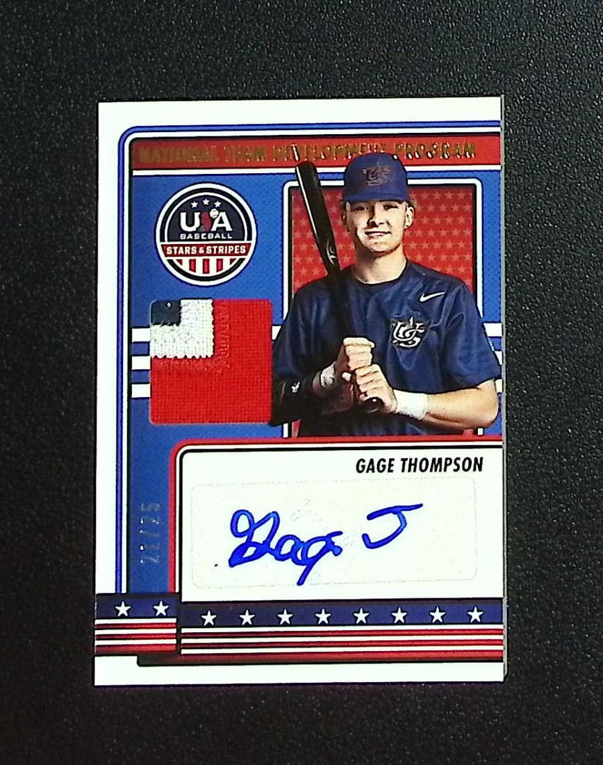 Gage Thompson Patch Auto /25 2023 Panini Stars & Stripes #NTDP-GT
