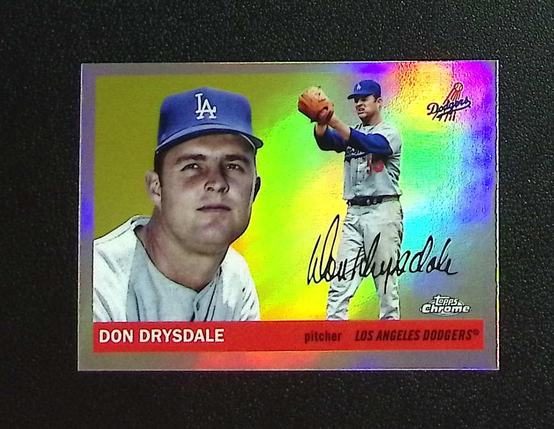 Don Drysdale Refractor 2025 Topps Chrome Platinum #411 LA Dodgers: Topps, Bowman, & Fanatics Baseball MLB Trading & Sports Cards, Sports Cards for Sale Near Me, World Series & Hall of Fame Players Memorabilia, Refractors, X-Fractors, Numbered, SP, SSP, Valuable Aucti