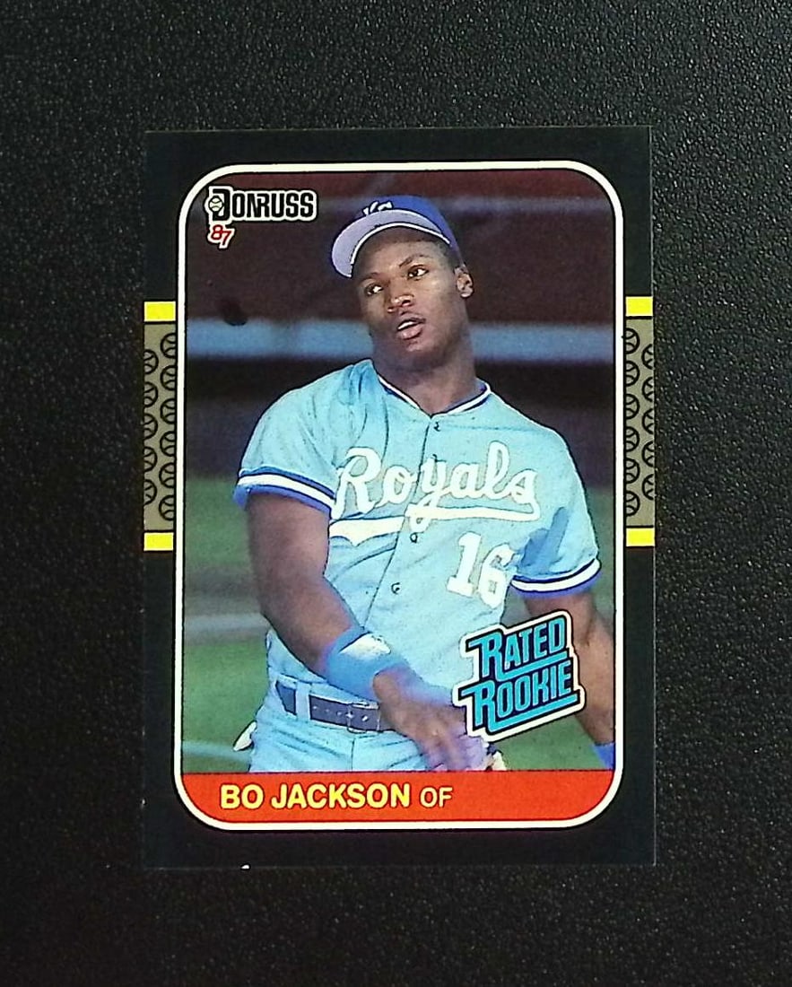 Bo Jackson Rookie Card 1987 Donruss #35 Kansas City Royals: Donruss Baseball MLB Trading & Sports Cards, Sports Cards for Sale Near Me, Prizm, Mosaic, Select, SP, SSP, Auction Memorabilia Lots for Sale On Line, World Series & Hall of Fame Players, Diamond King