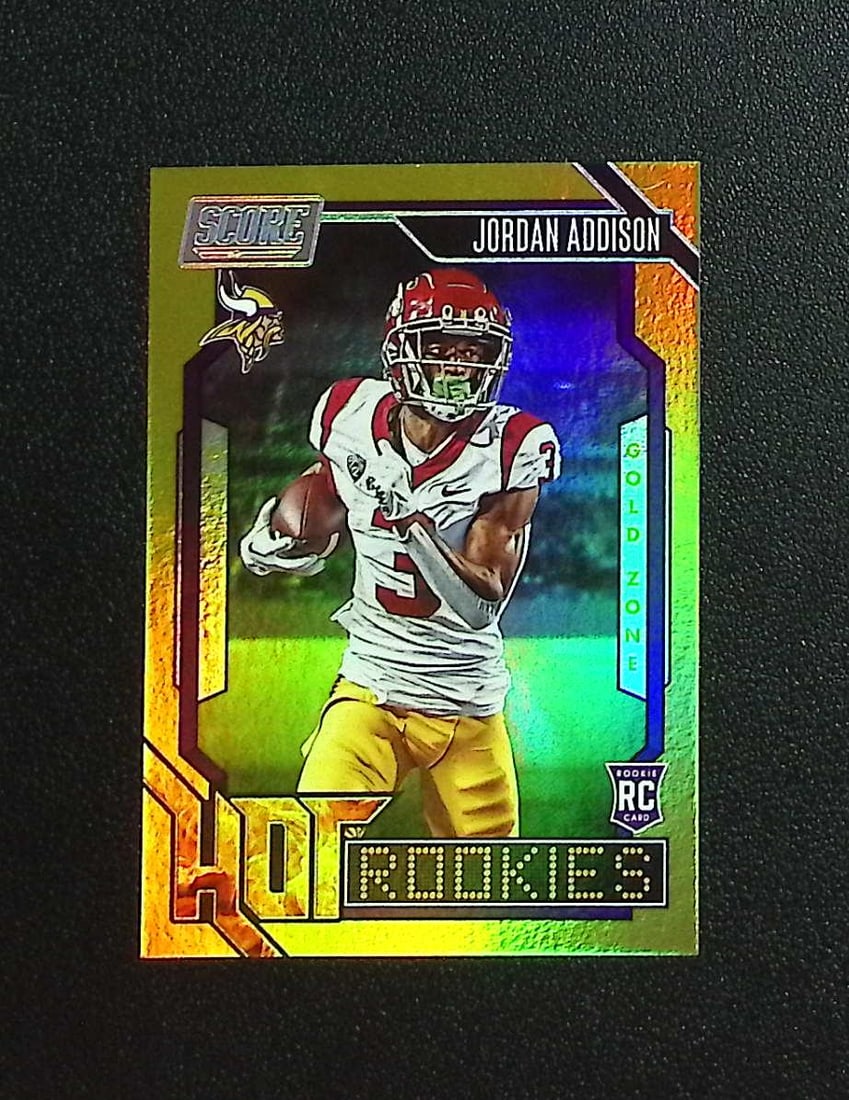 Jordan Addison Hot Rookies Gold /50 2023 Panini Score #8 Minnesota Vikings