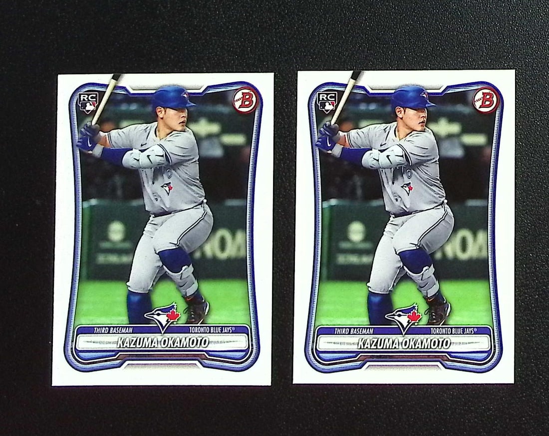 Lot of 2 Kazuma Okamoto Rookie Cards 2026 Bowman #28 Toronto Blue Jays: Topps, Bowman, & Fanatics Baseball MLB Trading & Sports Cards, Sports Cards for Sale Near Me, World Series & Hall of Fame Players Memorabilia, Refractors, X-Fractors, Numbered, SP, SSP, Valuable Aucti
