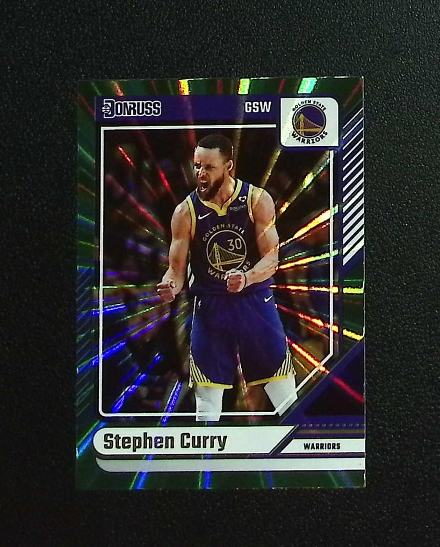 Stephen Curry Green Laser 2024-25 Donruss #64 Golden State Warriors: Panini, Donruss Optic, Donruss Select, Prizm, Mosaic, Contenders, Revolution, Phoenix, NBA Hoops, Rookie NFL Sports Trading Cards, Silver, SP, SSP, Wave Prizms, Numbered Cards, Basketball sports Cards