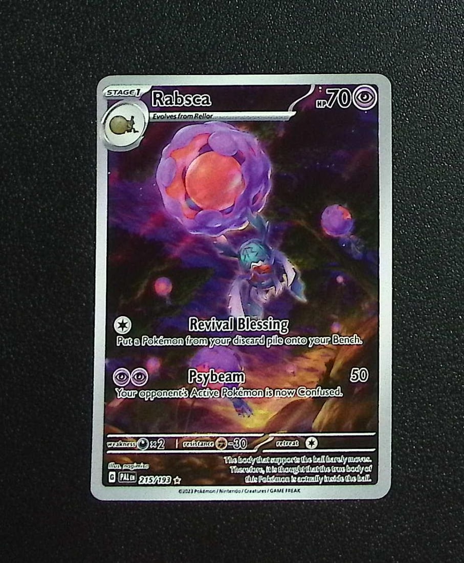 Pokemon Paldea Evolved Rabsca Illustration Rare #215: Pokemon Trading Card Game Cards, Charizard, Pikachu, Mewtwo, Reverse Holo, Holo Rare, Secret Rare Cards, Full Art Cards, Eevee, Ultra Rare Card, Illustration Rare, Special Illustration Rare SIR