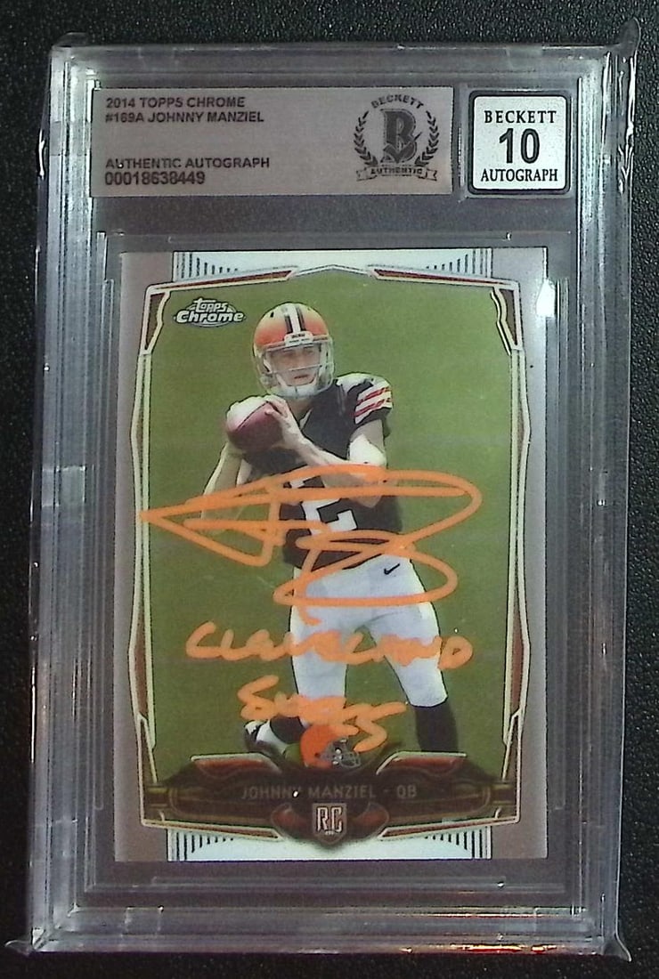 Johnny Manziel BGS Authentic Auto "Cleveland Sucks" 2014 Topps Chrome #169