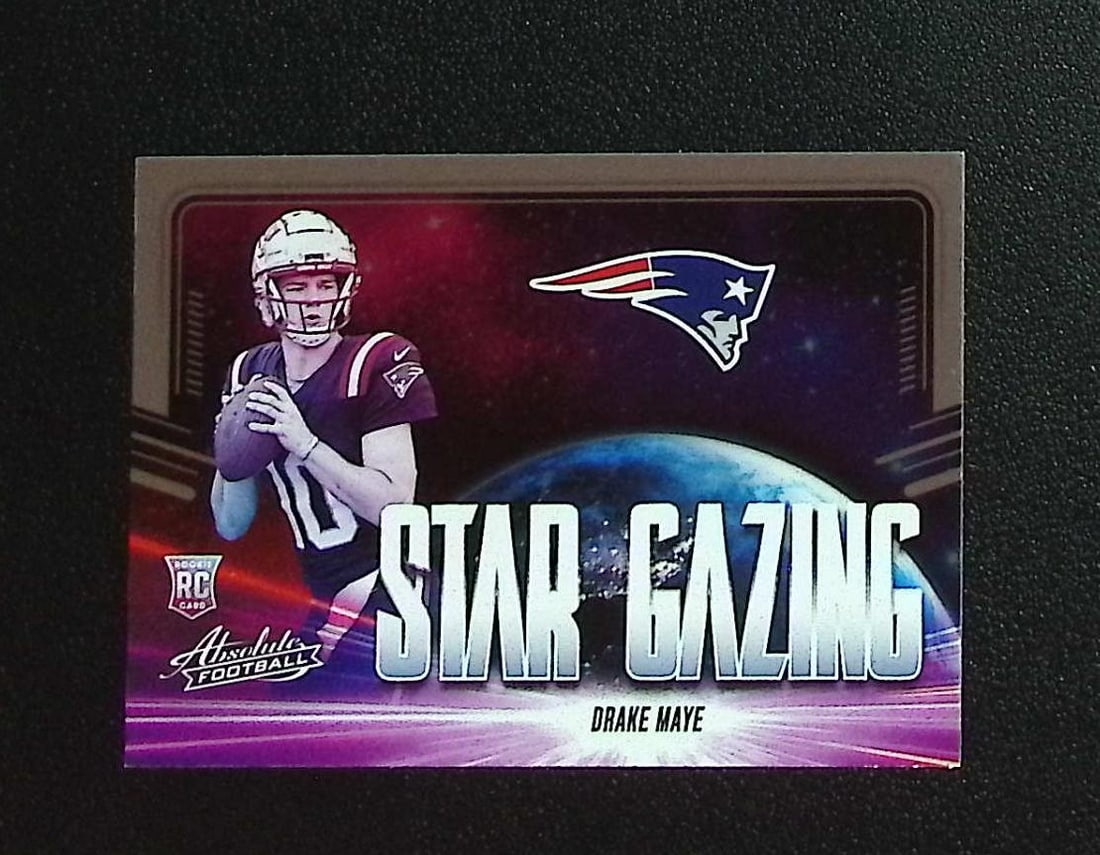Drake Maye Rookie Card Star Gazing 2024 Absolute #SG-DME New Enlgand Patriots: Panini, Donruss Optic, & Donruss Select, Prizm, Mosaic, Contenders, Zenith, Phoenix, Illusions, Absolute, Rookie NFL Sports Trading Cards, SP, SSP, Cards, Football Cards for Sale Near Me, Superbowl & 