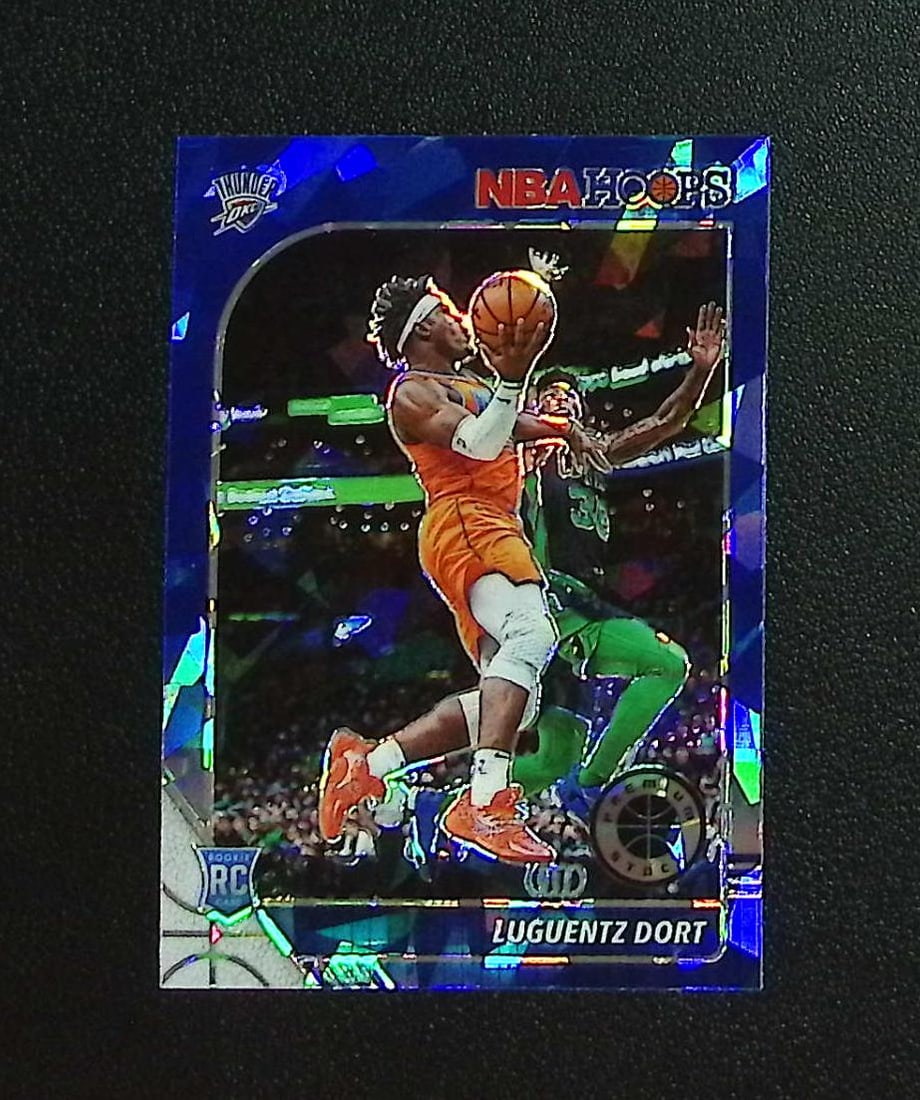 Luguentz Dort Rookie Card Blue Ice 2019-20 Premium Stock #213 Thunder, Hawks