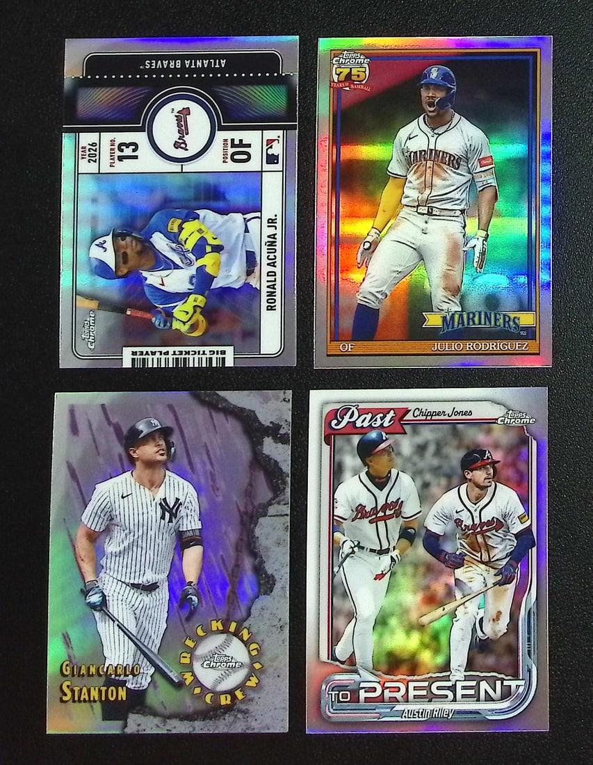 Lot of 4 2026 Topps Chrome MLB Inserts. All Different, See Pictures: Topps, Bowman, & Fanatics Baseball MLB Trading & Sports Cards, Sports Cards for Sale Near Me, World Series & Hall of Fame Players Memorabilia, Refractors, X-Fractors, Numbered, SP, SSP, Valuable Aucti