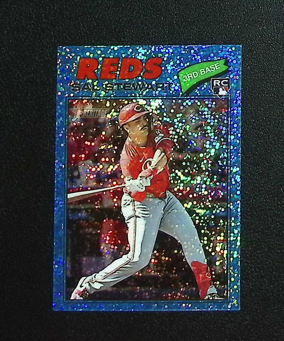 Sal Stewart Rookie Card Light Blue Sparkle Refractor 2026 Topps Heritage #221 Reds