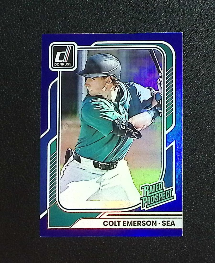 Colt Emerson Rated Prospect Blue Foil /149 2026 Donruss #165 Seattle Mariners
