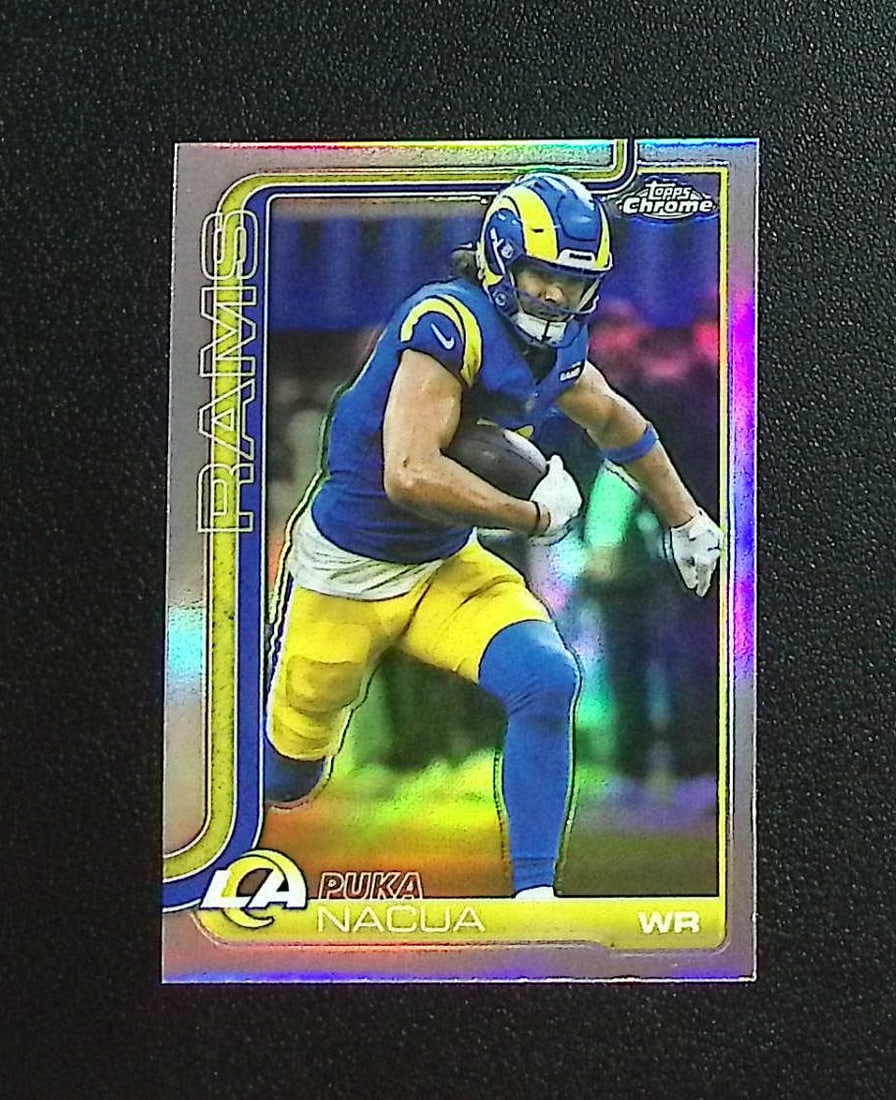 Puka Nacua Refractor 2025 Topps Chrome #166 Los Angeles Rams: Topps & Bowman Football NFL Trading Sports Cards, Sports Cards for Sale Near Me, Super Bowl & Hall of Fame Player Cards, Resurgence, Composite, SP, SSP, Valuable Auction Memorabilia Lots For Sale On