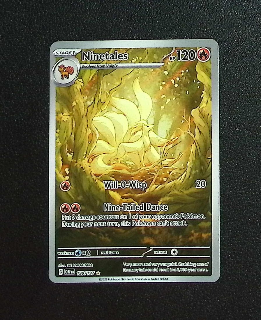 Pokemon Obsidian Flames Ninetales Illustration Rare #199: Pokemon Trading Card Game Cards, Charizard, Pikachu, Mewtwo, Reverse Holo, Holo Rare, Secret Rare Cards, Full Art Cards, Eevee, Ultra Rare Card, Illustration Rare, Special Illustration Rare SIR