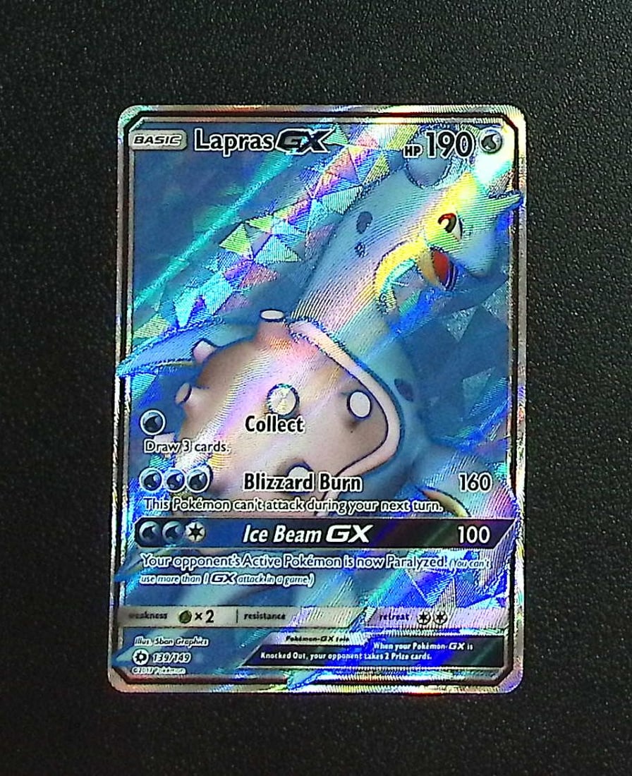 Pokemon Sun & Moon Base Set Lapras Gx #139: Pokemon Trading Card Game Cards, Charizard, Pikachu, Mewtwo, Reverse Holo, Holo Rare, Secret Rare Cards, Full Art Cards, Eevee, Ultra Rare Card, Illustration Rare, Special Illustration Rare SIR