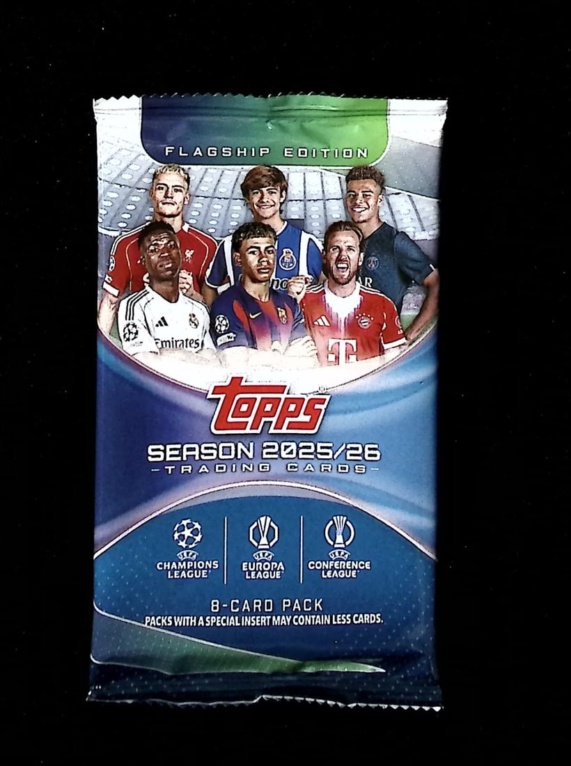 2025-26 Topps UEFA Club Competitions Flagship Soccer Factory Sealed Blaster Box Pack,