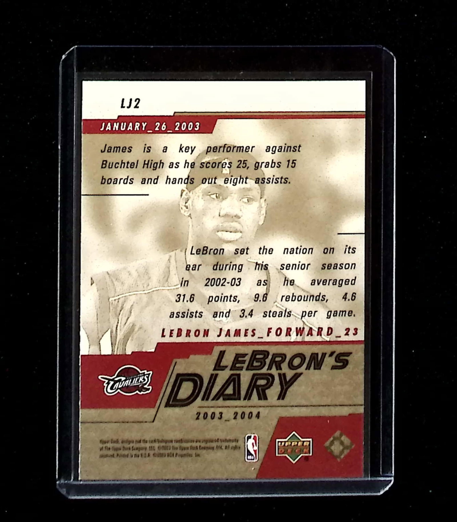 LeBron James's Diary 2003 Upper Deck #LJ2 - 2