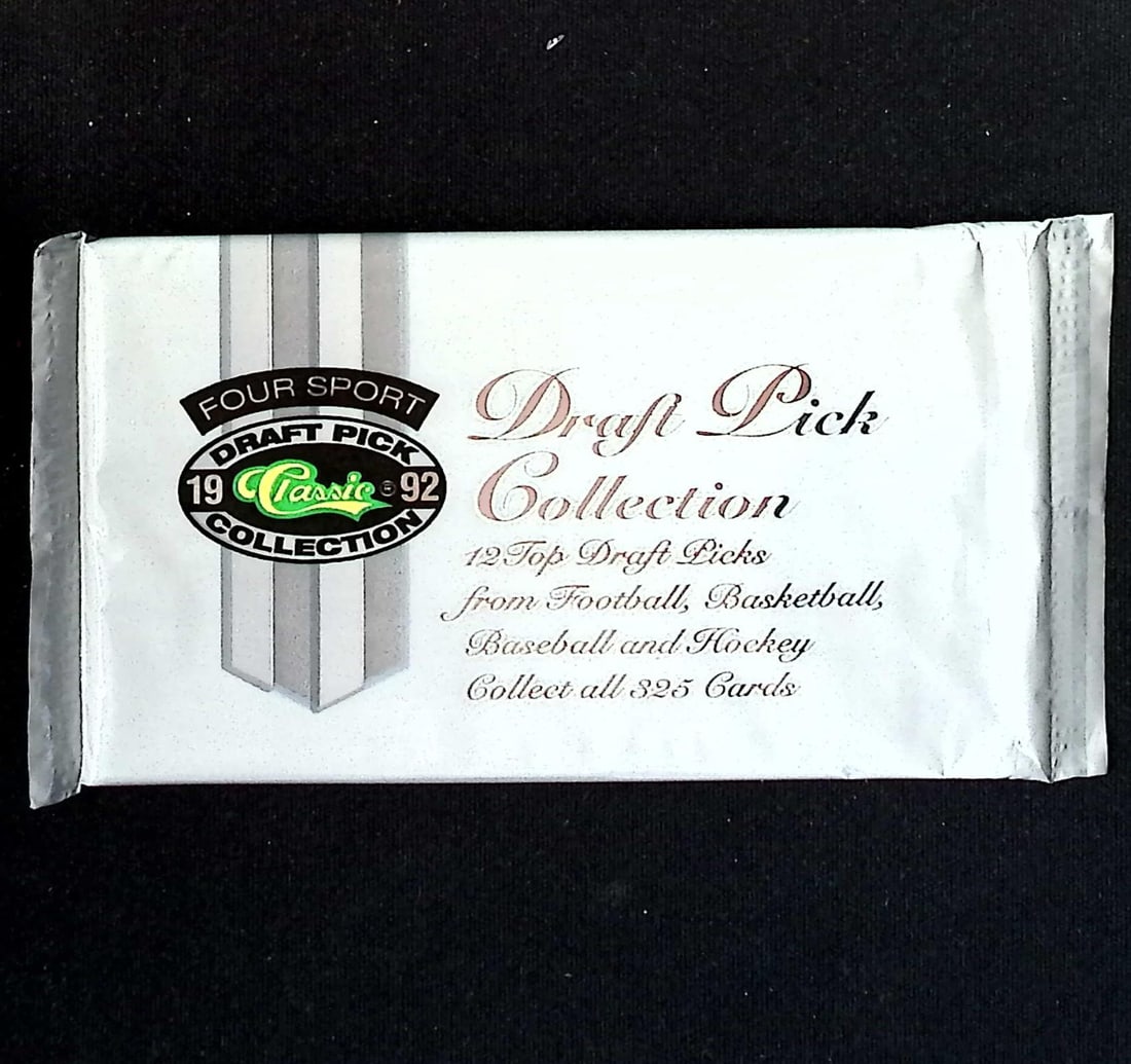 1992 Classic Four Sport Draft Pick Collection Retail Box Wax Pack: Classic Football, Baseball, Hockey, & Basketball Trading & Sports Cards, Old Sports Cards for Sale Near Me, Vintage Valuable Auction Commemorative Lots for Sale On Line, Super Bowl & Hall of Fame Play