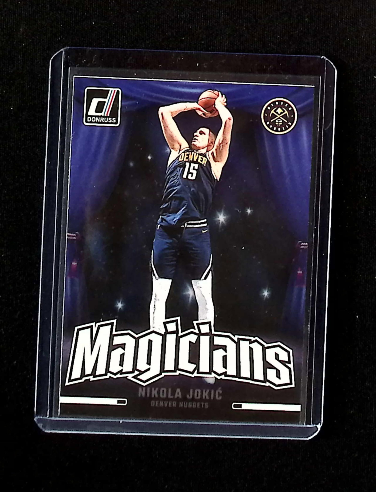 Nikola Jokic Magicians 2025 Donruss #10: Panini, Donruss Optic, Donruss Select, Prizm, Mosaic, Contenders, Revolution, Phoenix, NBA Hoops, Rookie NFL Sports Trading Cards, Silver, SP, SSP, Wave Prizms, Numbered Cards, Basketball sports Cards
