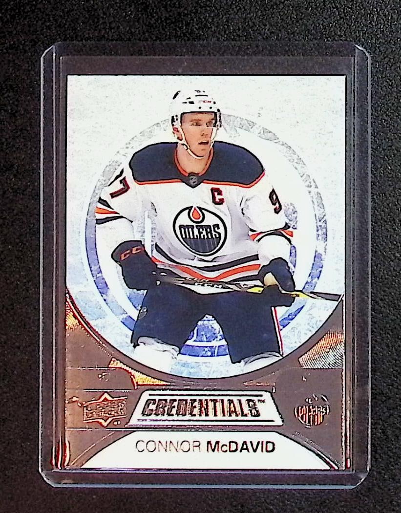 Conner McDavid Credentials 2022 Upper Deck #1: Upper Deck NHL Hockey Trading & Sports Cards, Sports Cards for Sale Near Me, Stanley Cup & Hall of Fame Players, Valuable Auction Memorabilia Lots for Sale On Line